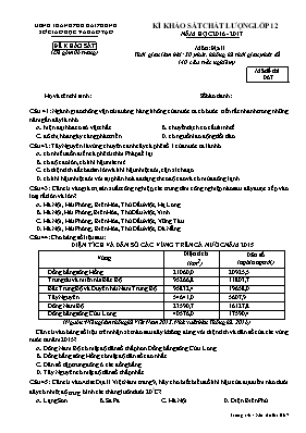 Đề khảo sát chất lượng môn Địa lý Lớp 12 - Mã đề 067 - Năm học 2016-2017 - Sở GD & ĐT Hải Phòng